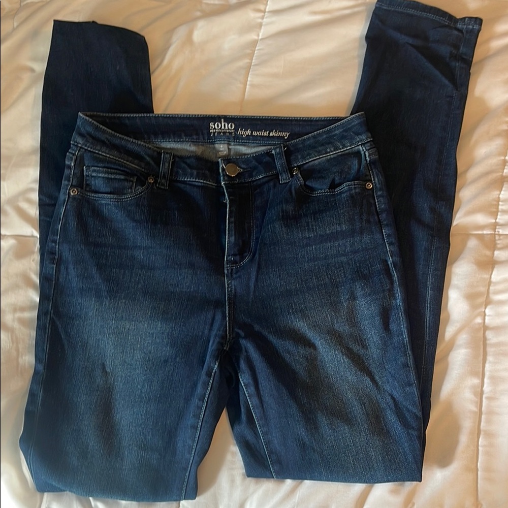 Soho High Rise Blue Jeans with Tapered Leg